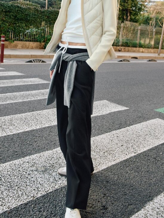 Zara Double Waist Wide Leg Pants Size XS Black - Picture 2 of 10